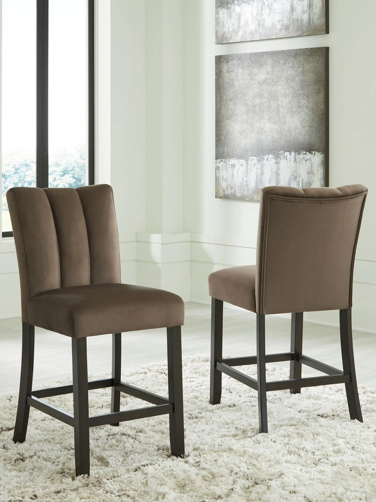 Jeshina - Upholstered Barstool (Set of 2) - Mocha - Best Buy Furniture