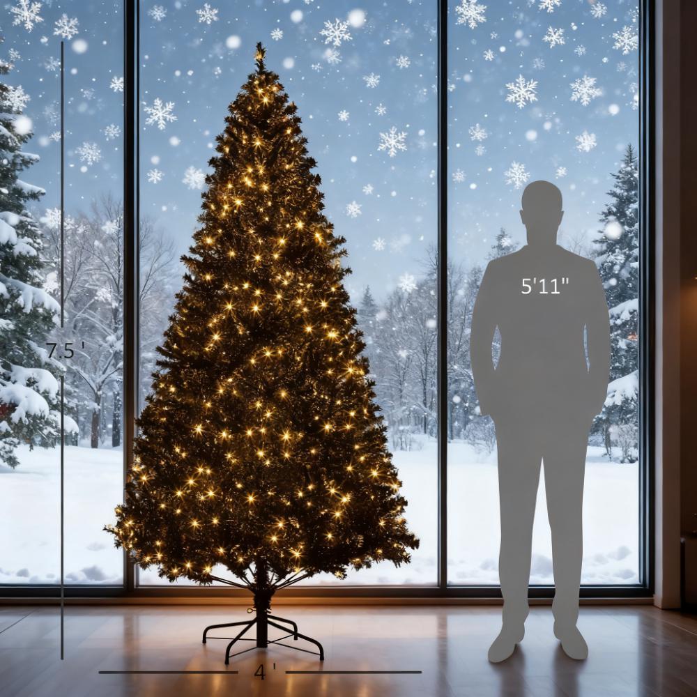 7.5 Ft Tall PreLit Artificial Christmas Tree