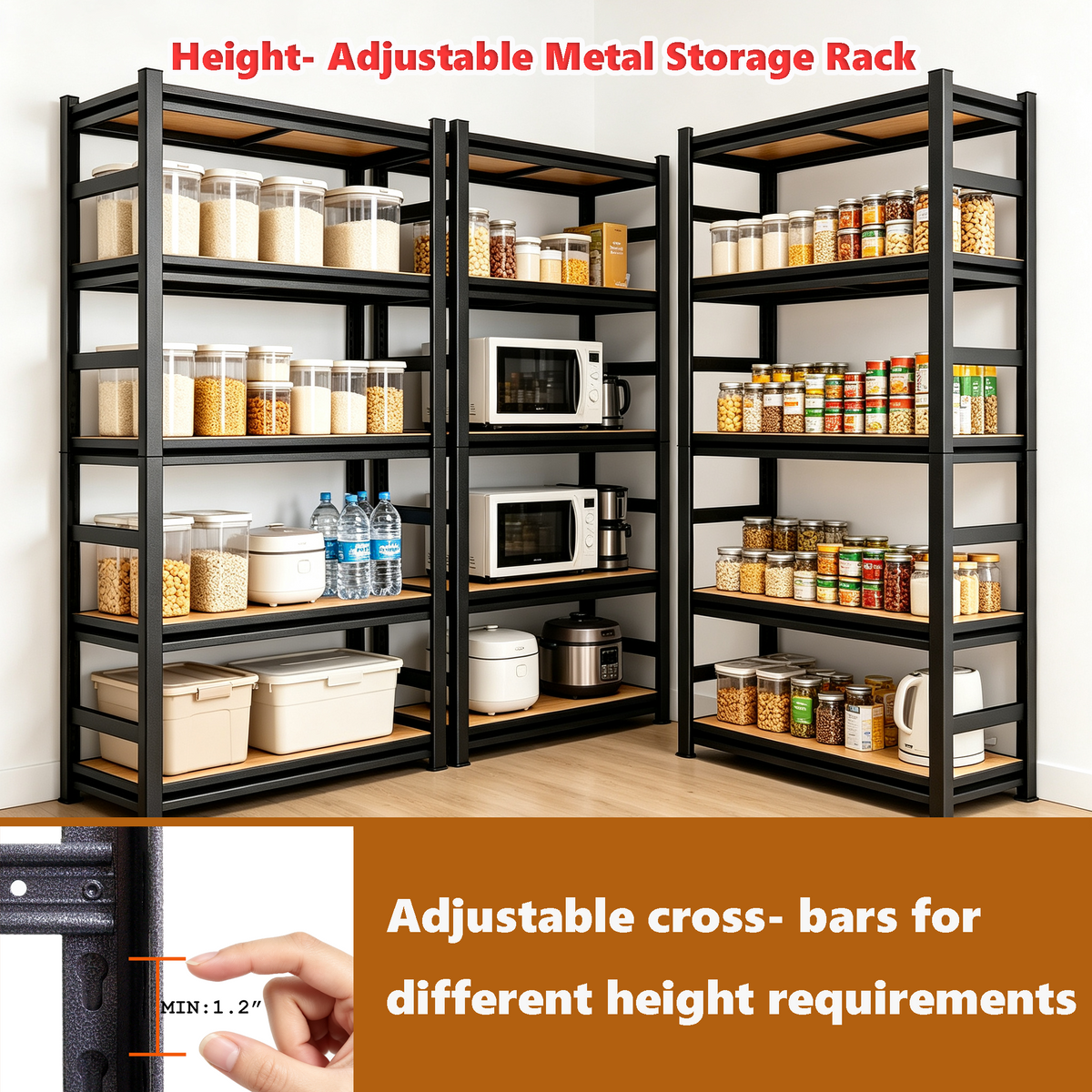 63-Inch Height Storage Shelving Unit with Adjustable Shelves