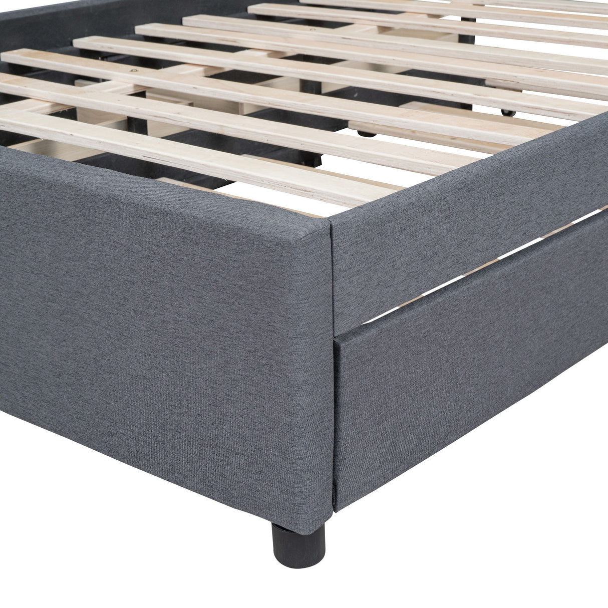 Upholstered Platform Bed With Drawers, Classic Headboard Design