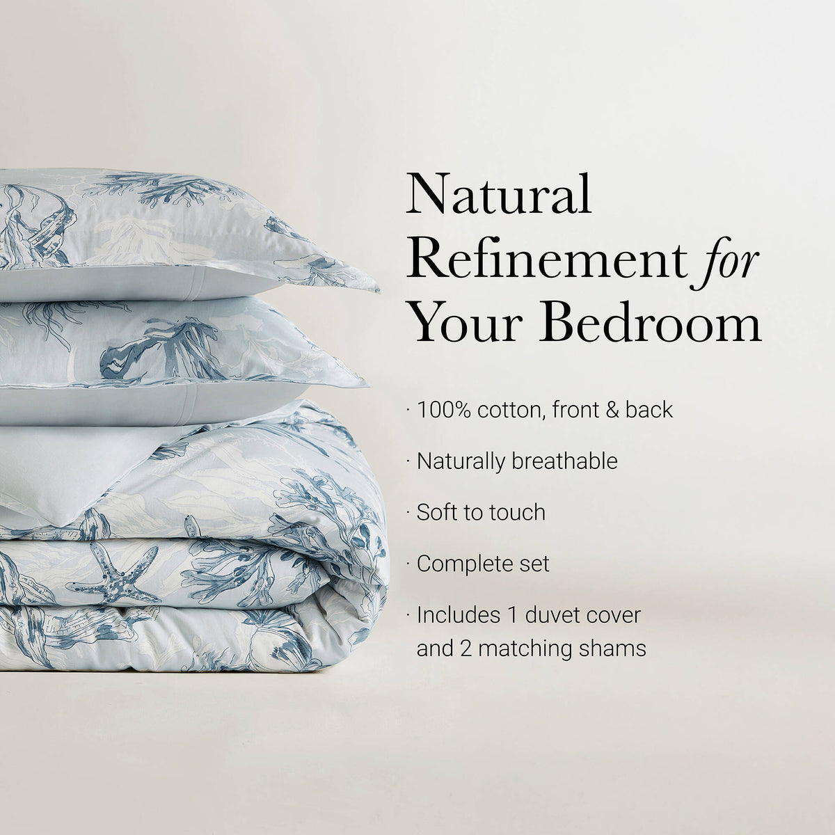 King 100% Cotton Sateen Duvet Cover Set - Navy/Blue