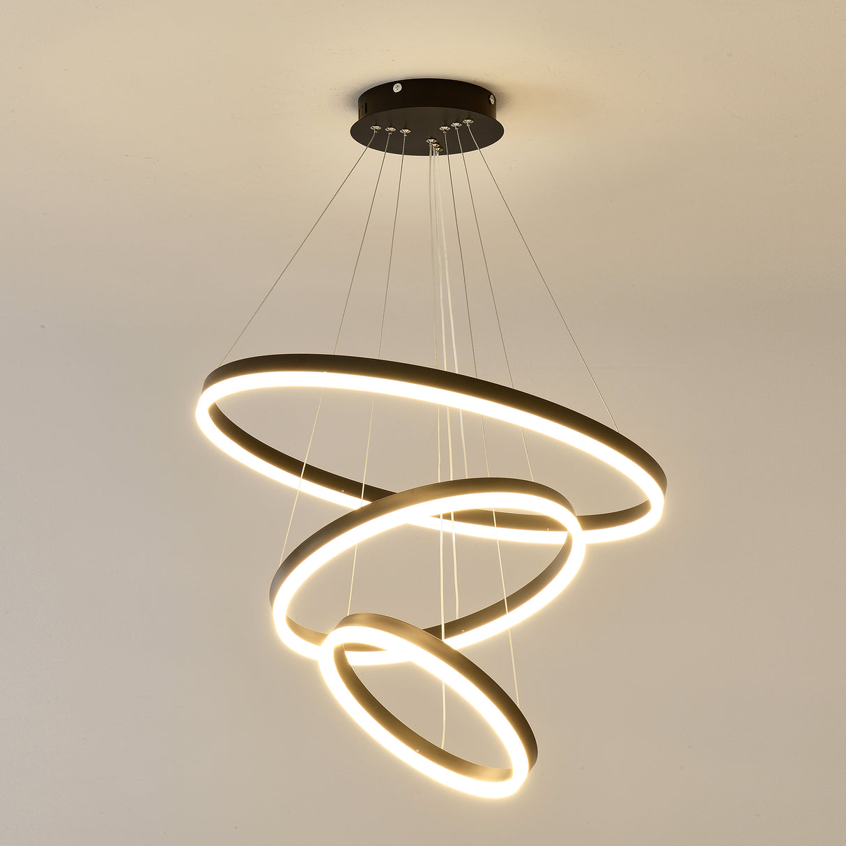 Modern 3 Rings Chandelier with Remote Control