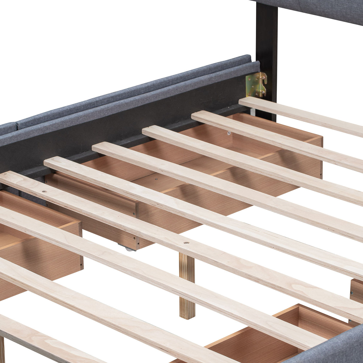 Upholstered Platform Bed With Classic Headboard And Drawers, No Box Spring Needed