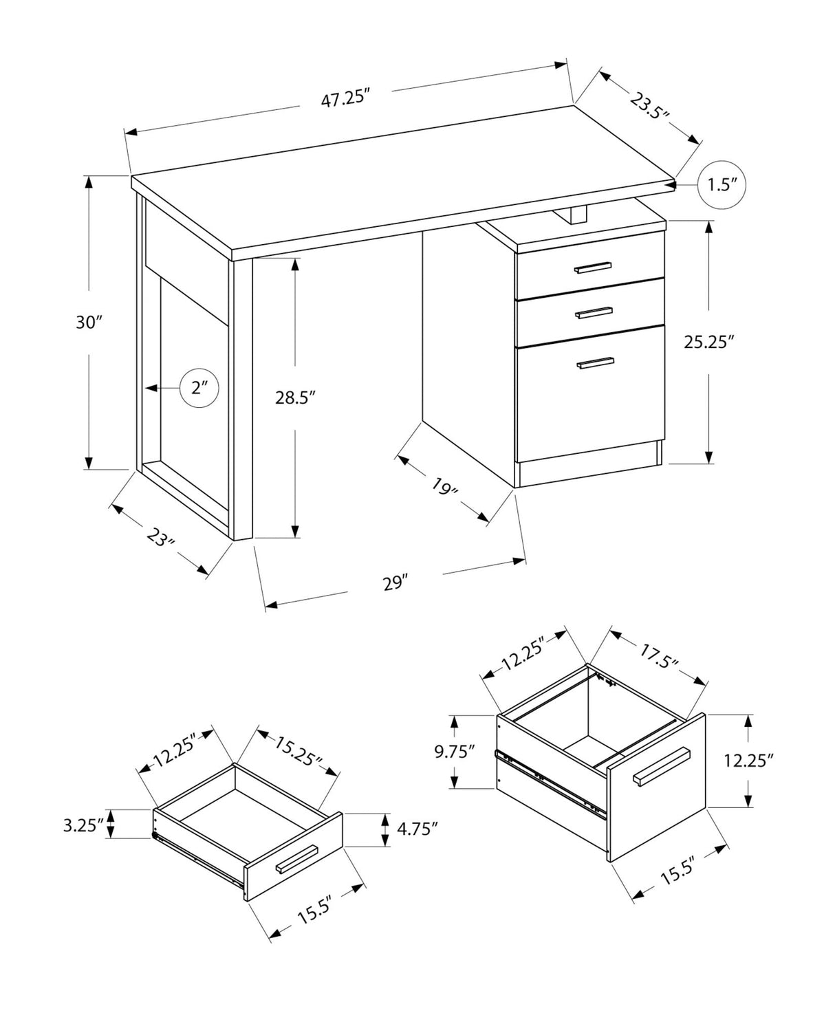 Computer Desk For Home Office Laptop, Left, Right Set - Up, Storage Drawers - Best Buy Furniture