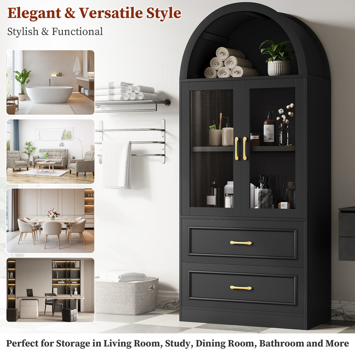 Modern Minimalist Arched Top Storage Cabinet