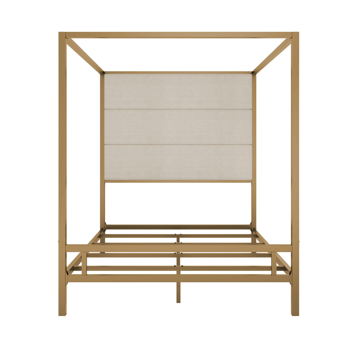 Canopy Bed With Tall Upholstered Headboard, 4 Poster Frame