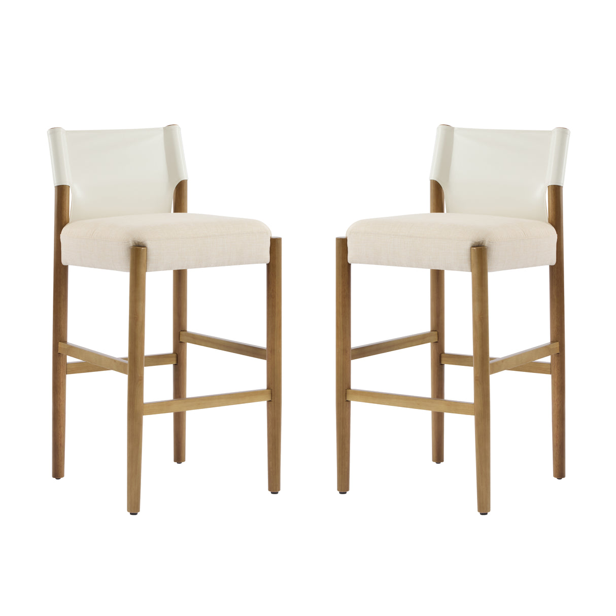 28.5'' Modern Solid Wood Bar Stool with Polyester Cushion - Set of 2