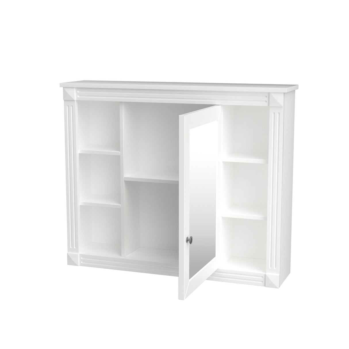 Wall Mounted Bathroom Storage Cabinet With Mirror, Cabinet With 6 Open Shelves And Adjustable Interior