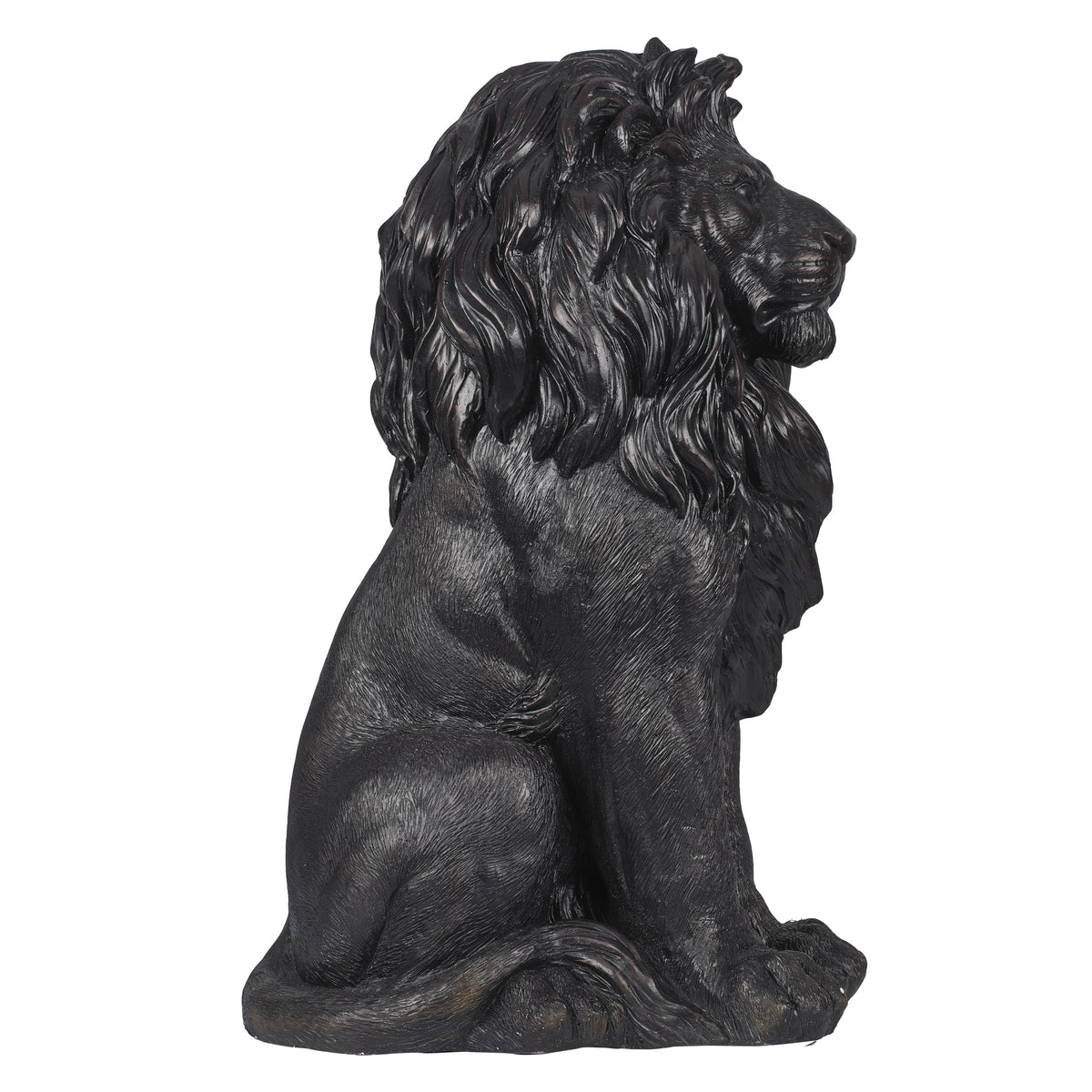 Modern Black Lion Statue with Matte Finish - 24.6" High