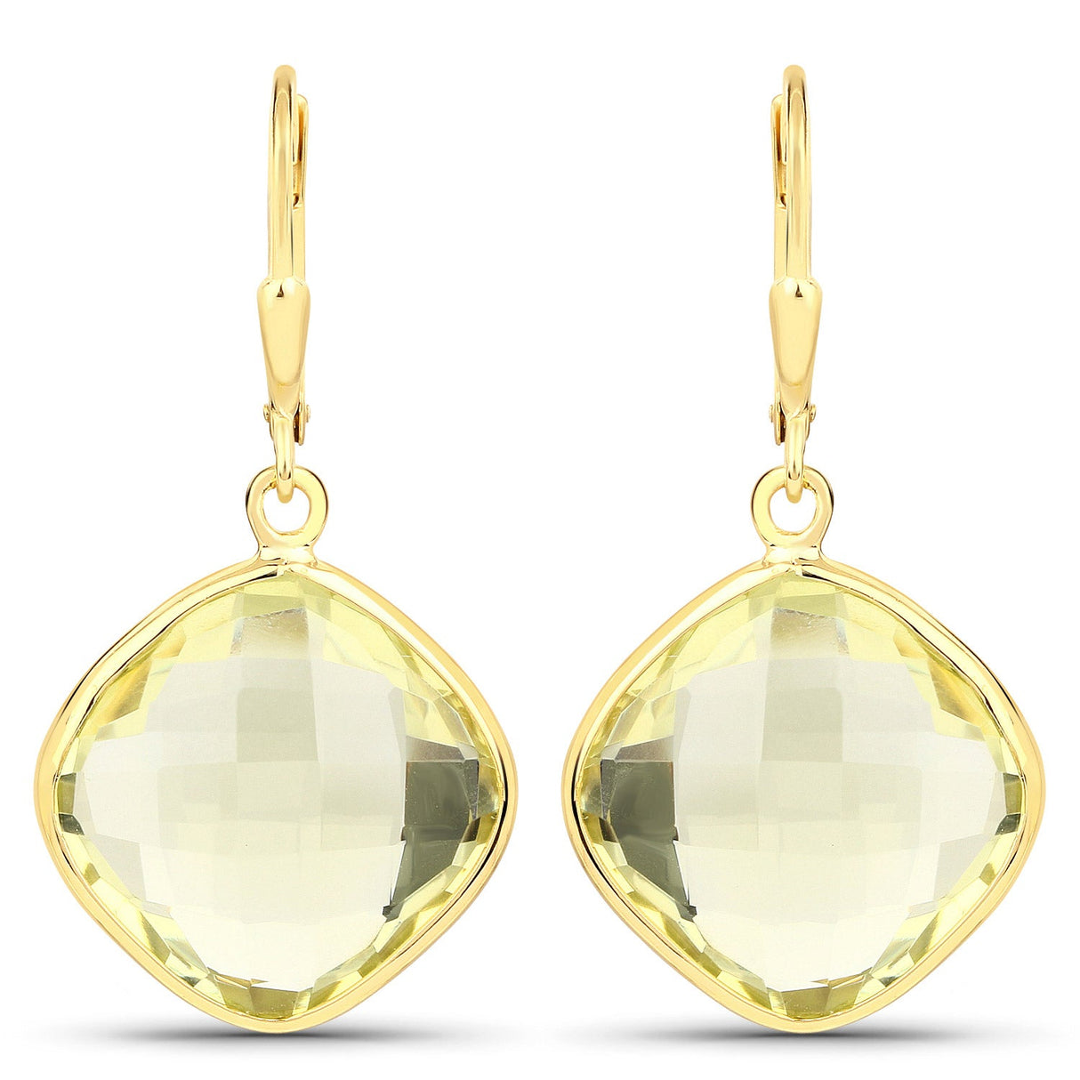 21.40 Carat Genuine Lemon Quartz .925 Sterling Silver Earrings