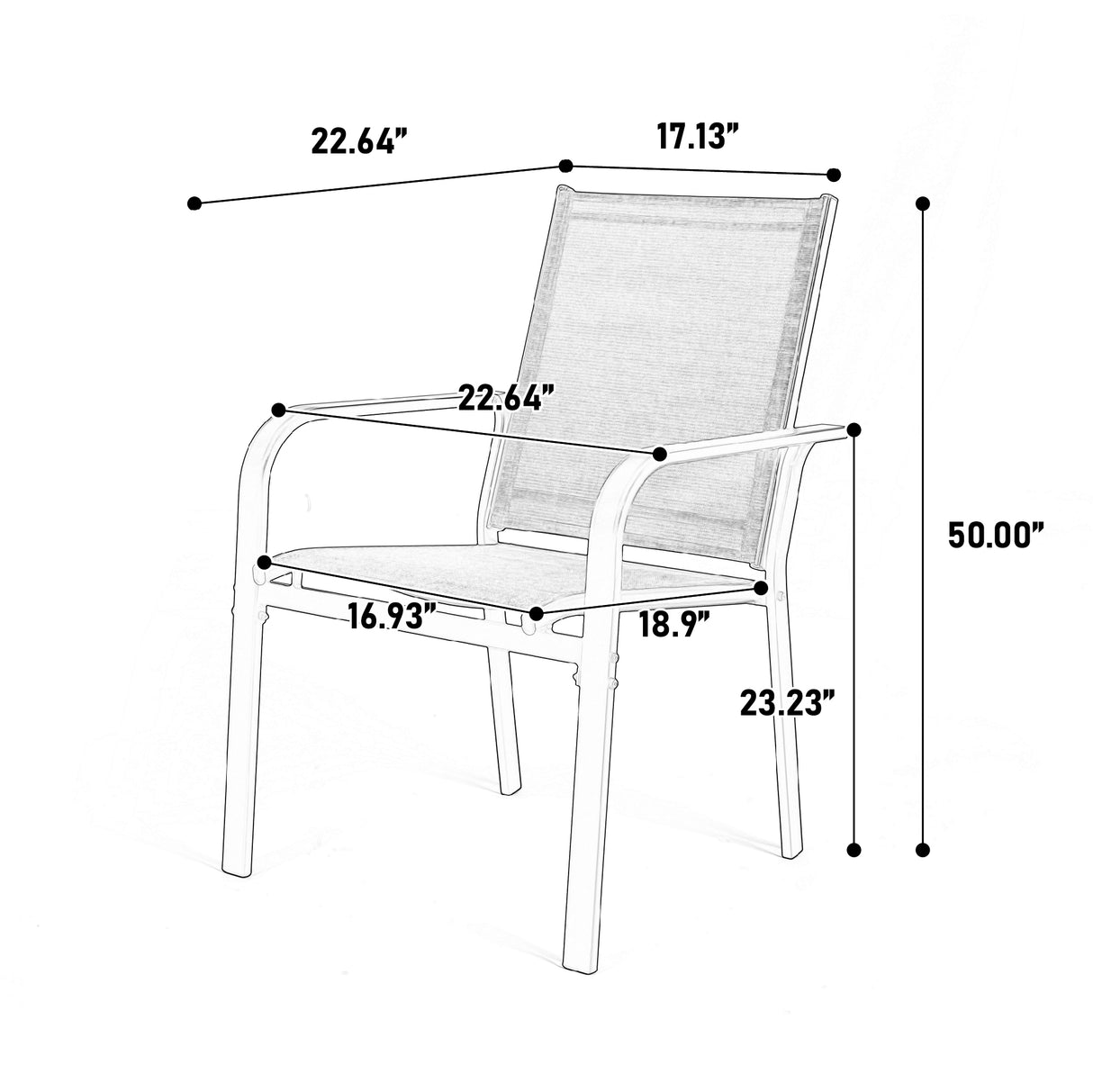 7 Pieces Patio Dining Set with Rectangular Table and 6 Textilene Chairs