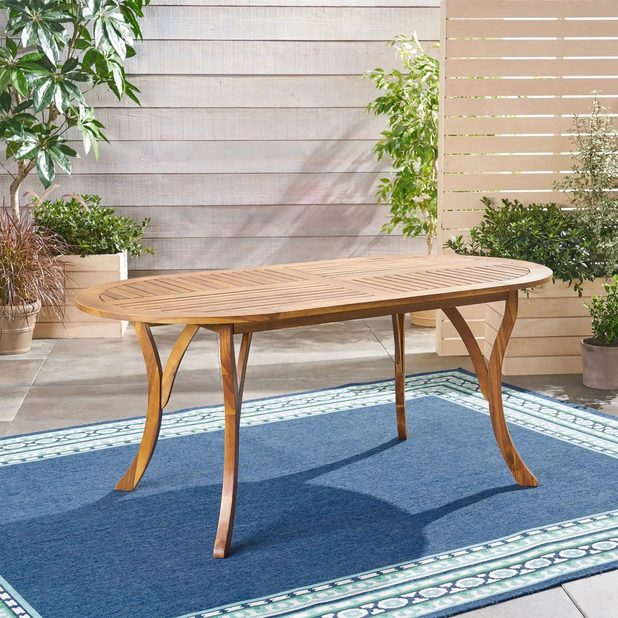Outdoor Table With Smooth Lines, Slat Top - Best Buy Furniture