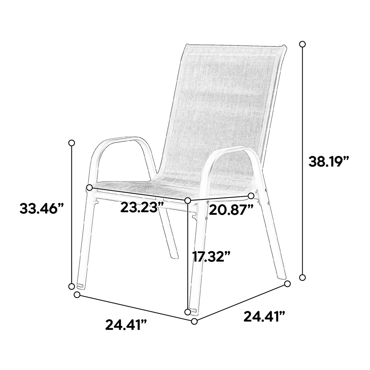 8 Piece Patio Chairs, Outdoor Camping Chairs with Breathable Textilene Fabric