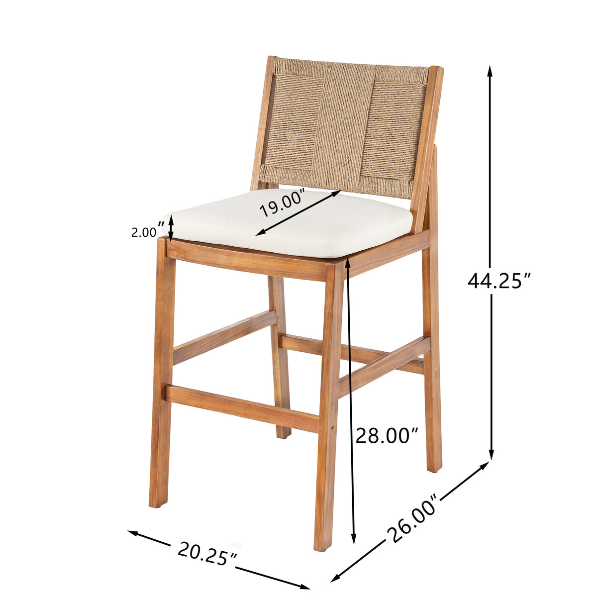 4 Piece Acacia Wood Patio Seating Set
