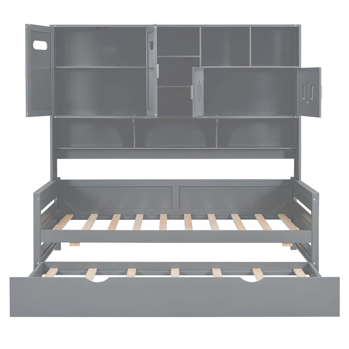 Daybed With All-In-One Cabinet And Shelf