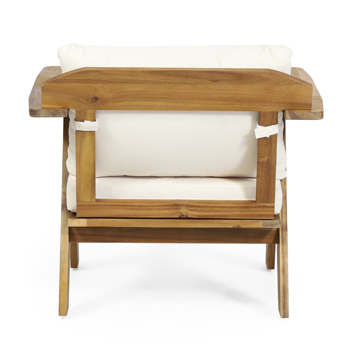 Outdoor Acacia Wood Club Chairs With Cushions (Set of 2) - Teak / Beige