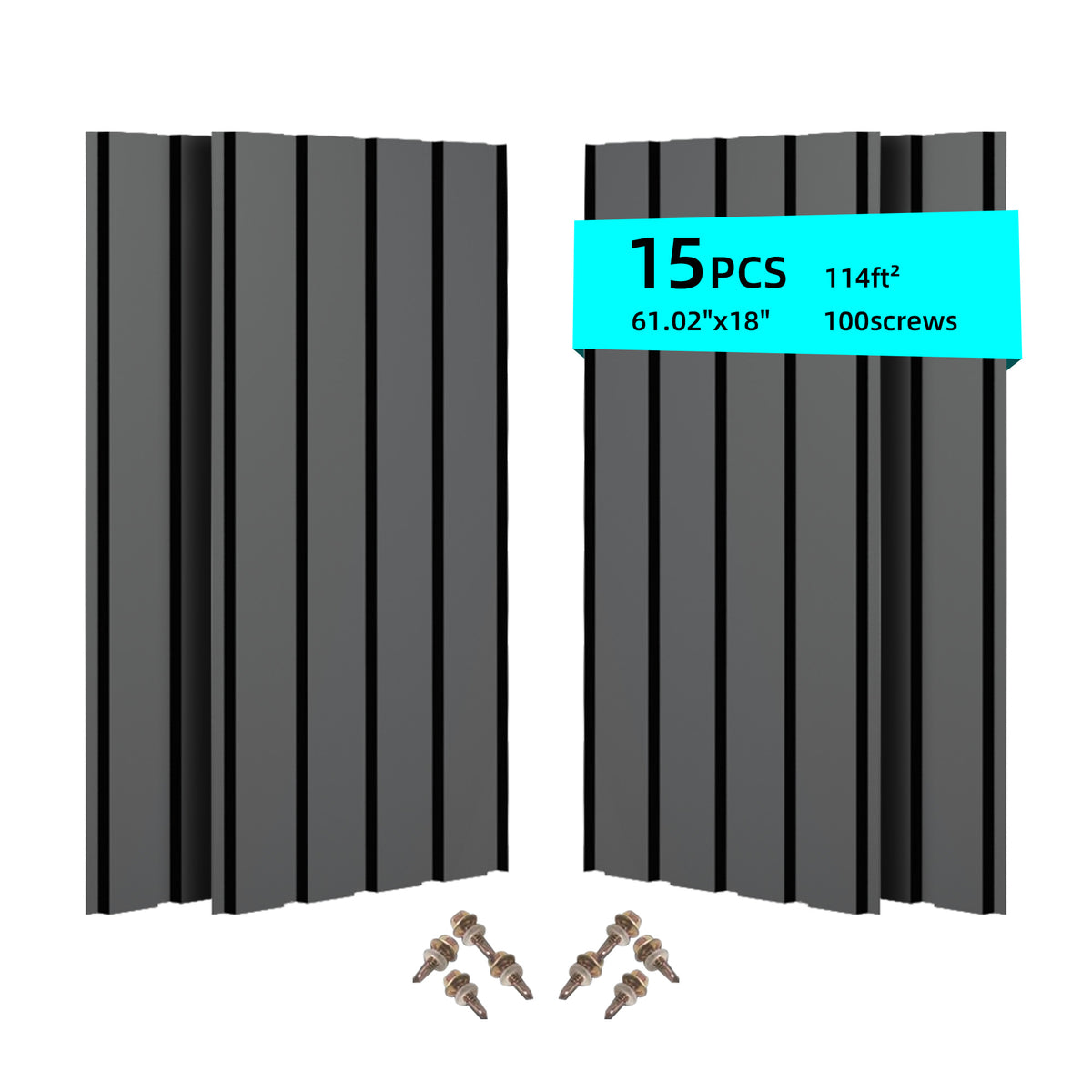 Heavy Duty Metal Roof Panels – 61IN Length, 15PCS Set