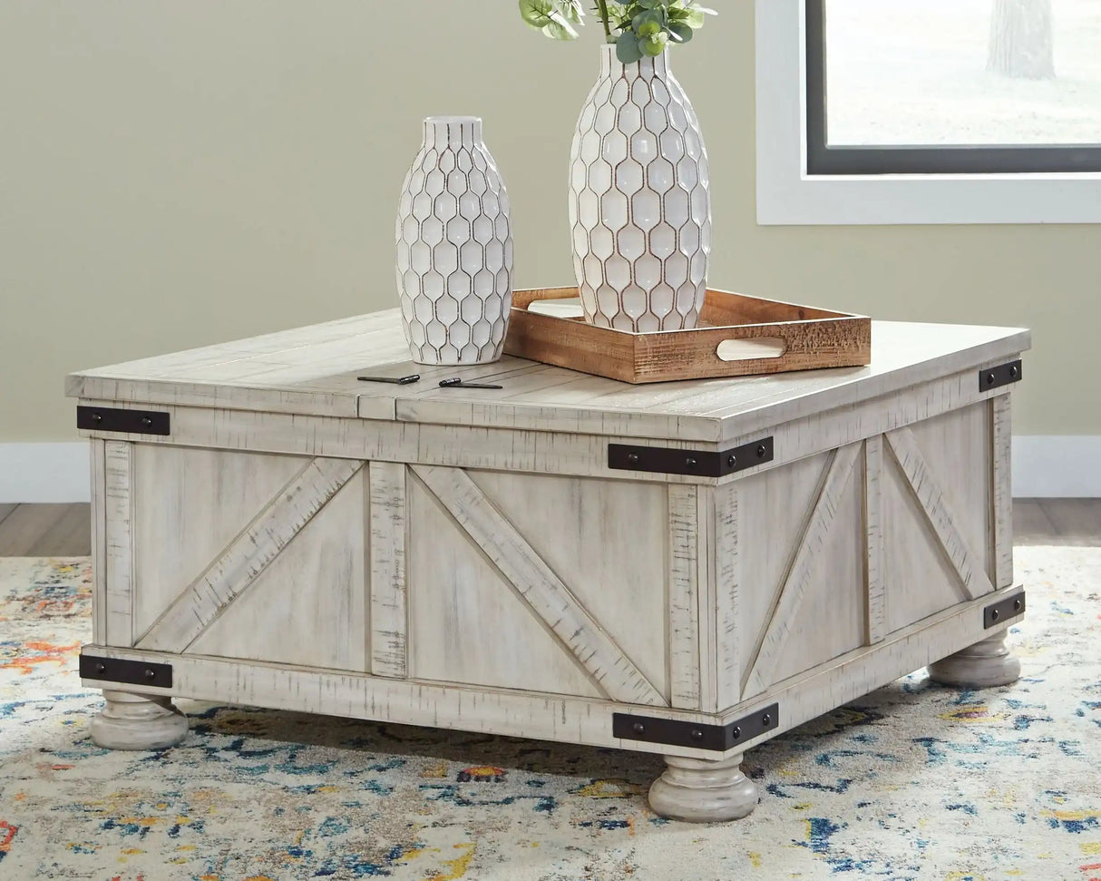 Carynhurst - Cocktail Table with Storage - Whitewash - Best Buy Furniture
