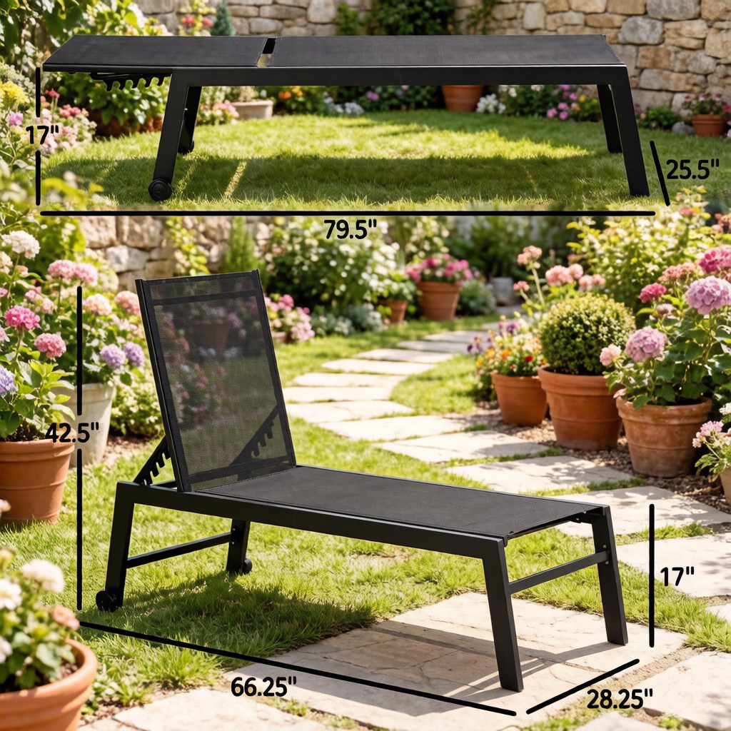 Comfortable Pool Chair: Outdoor Chaise Lounge with Wheels