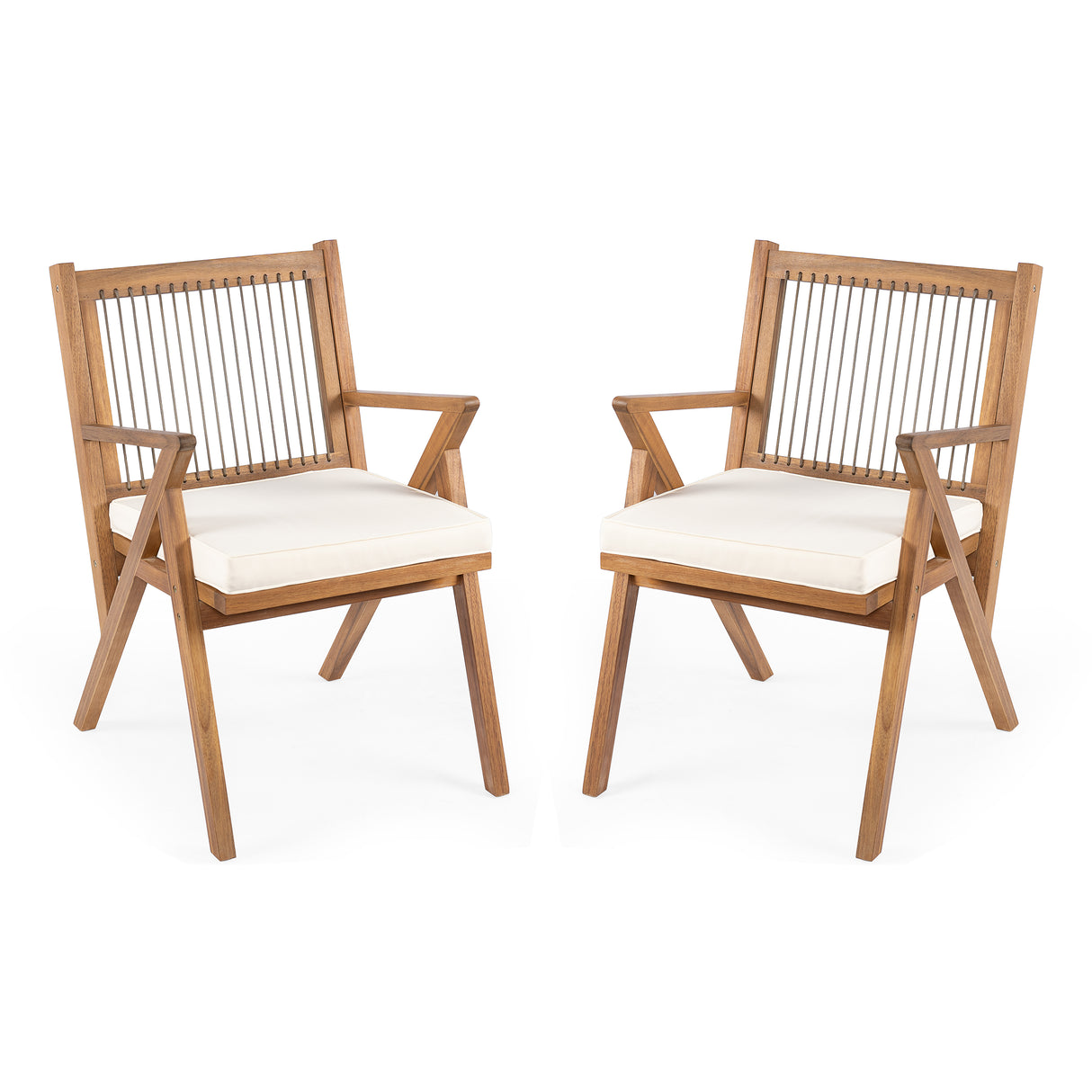 Patio Dining Chair with Cushion (Set of 2)