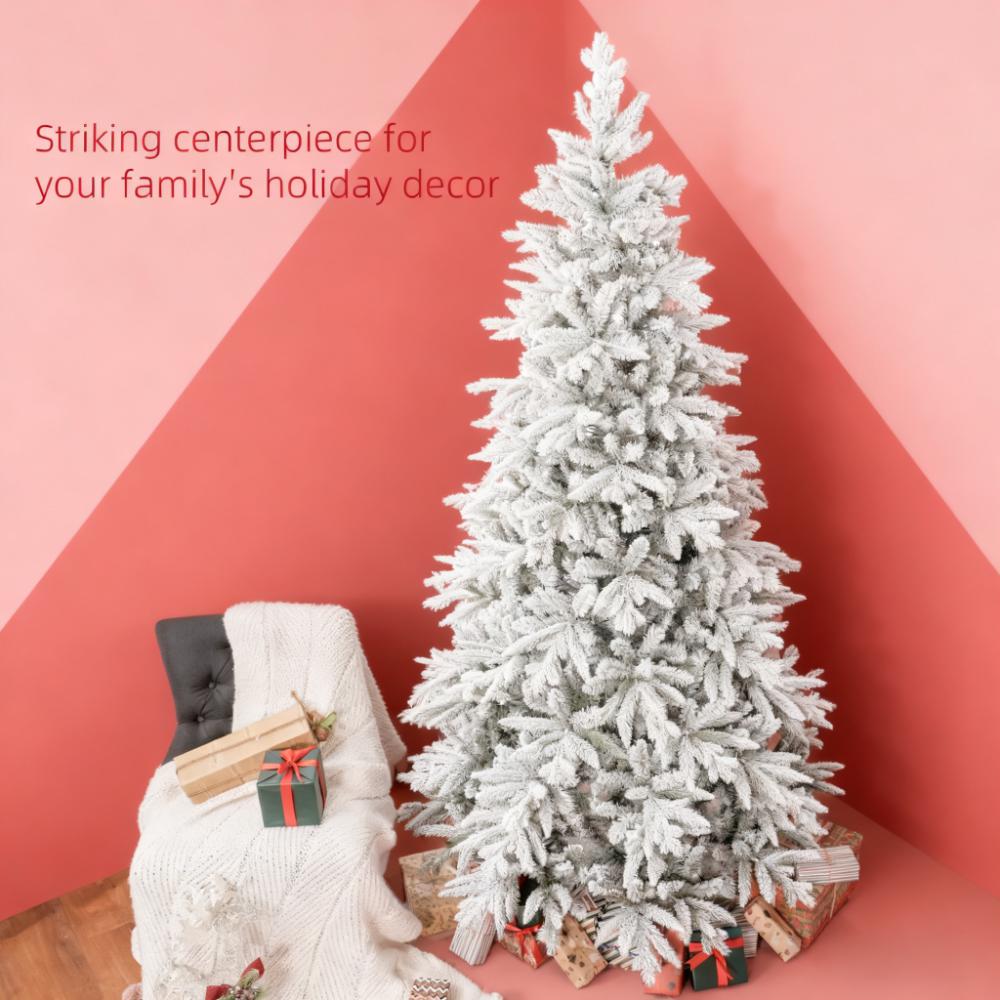 Snowy Artificial Christmas Tree with Easy Assembly