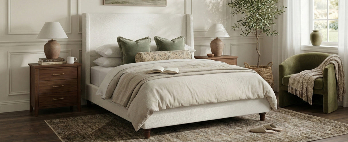 52.7" Tall Upholstered Wingback Queen Platform Bed Frame