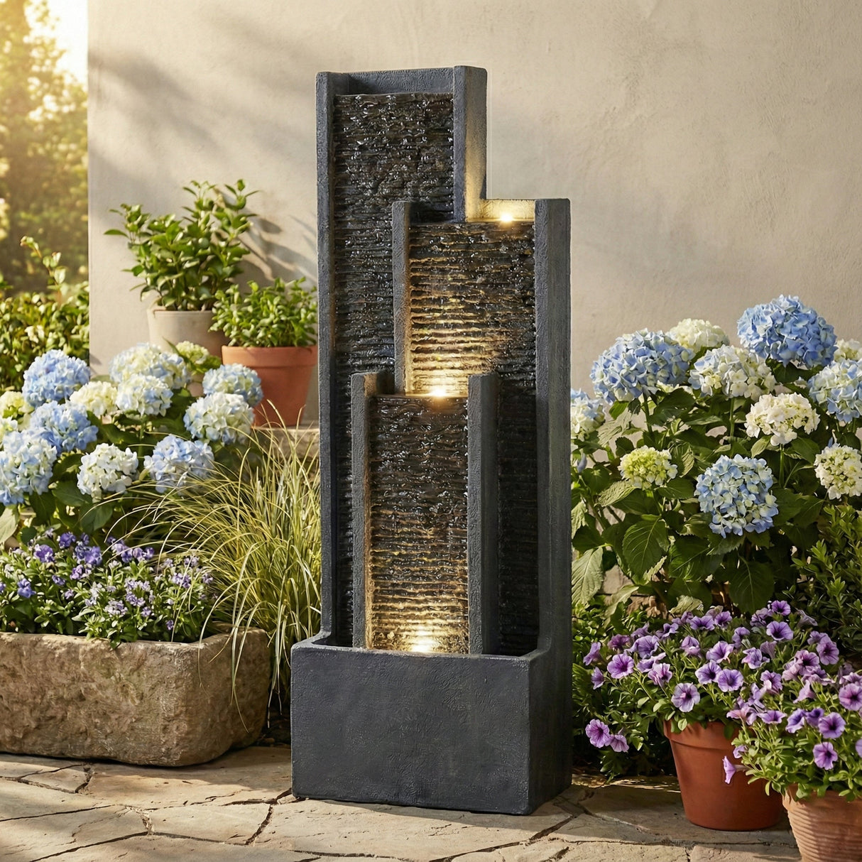 40 Inch Modern Outdoor Water Fountain