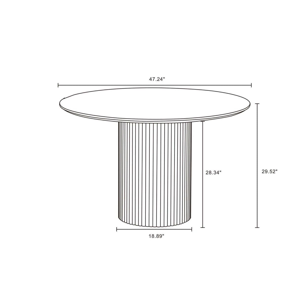 Hathaway - Round Dining Table With Ribbed Base