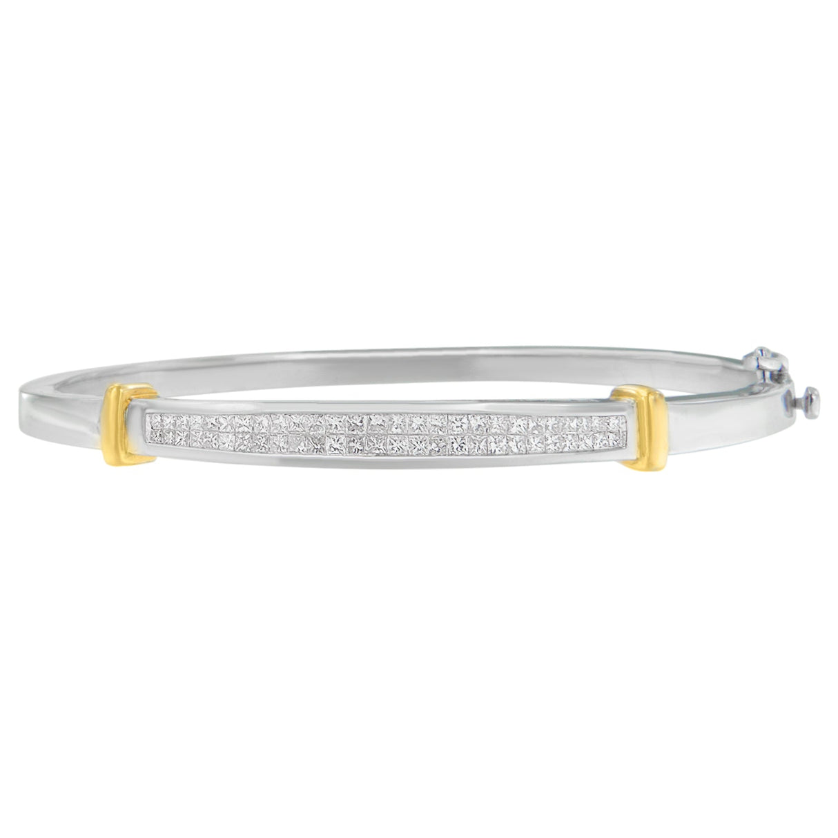 14K Two-Toned Gold Princess Cut Diamond Fashion Bangle (1 cttw, H-I Color, SI1-SI2 Clarity)