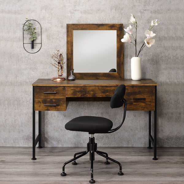 Juvanth - Rustic Vanity Desk Mirror - Oak - Best Buy Furniture