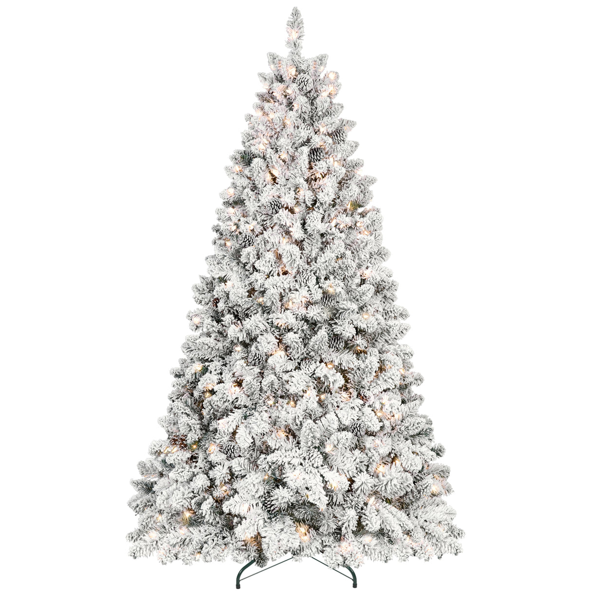 4.5FT Flocked Christmas Tree with 250 UL Lights and 24 Pine Cones