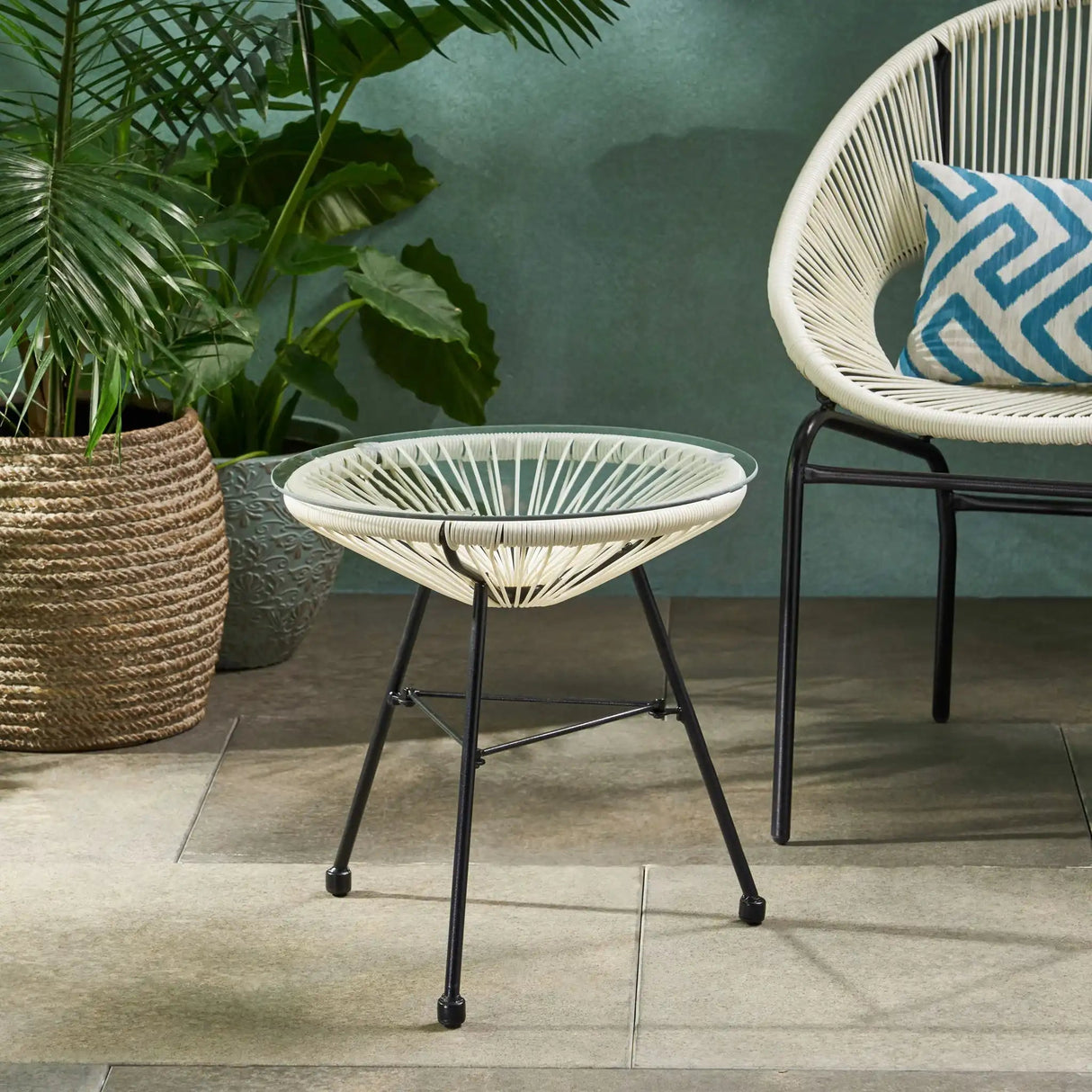 Nusa - Modern Rattan Side Table With Tempered Glass Top - Best Buy Furniture