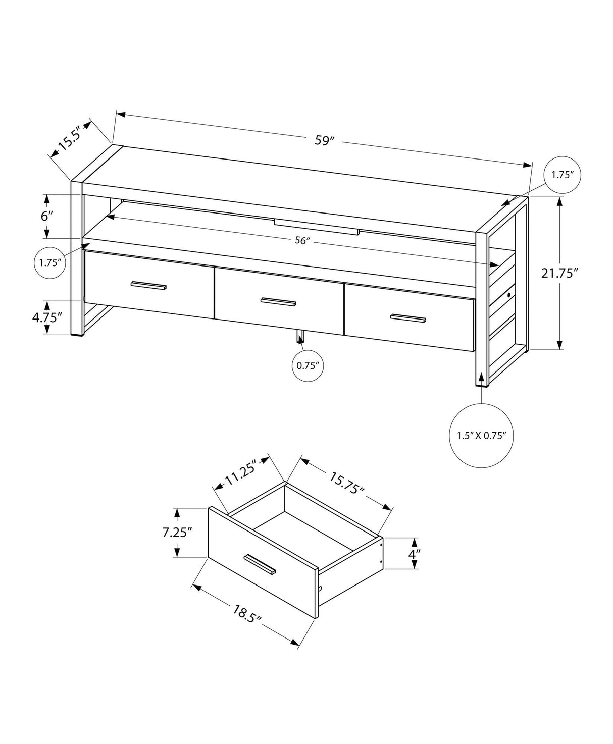 TV Stand, Console, Media Entertainment Center, Storage Solution Drawers - Black - Best Buy Furniture