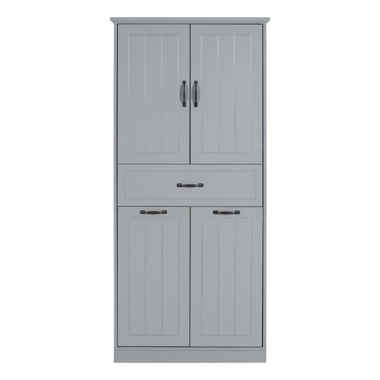 Modern Bathroom Storage Cabinet With Two Laundry Baskets, One Drawer, Adjustable Shelf