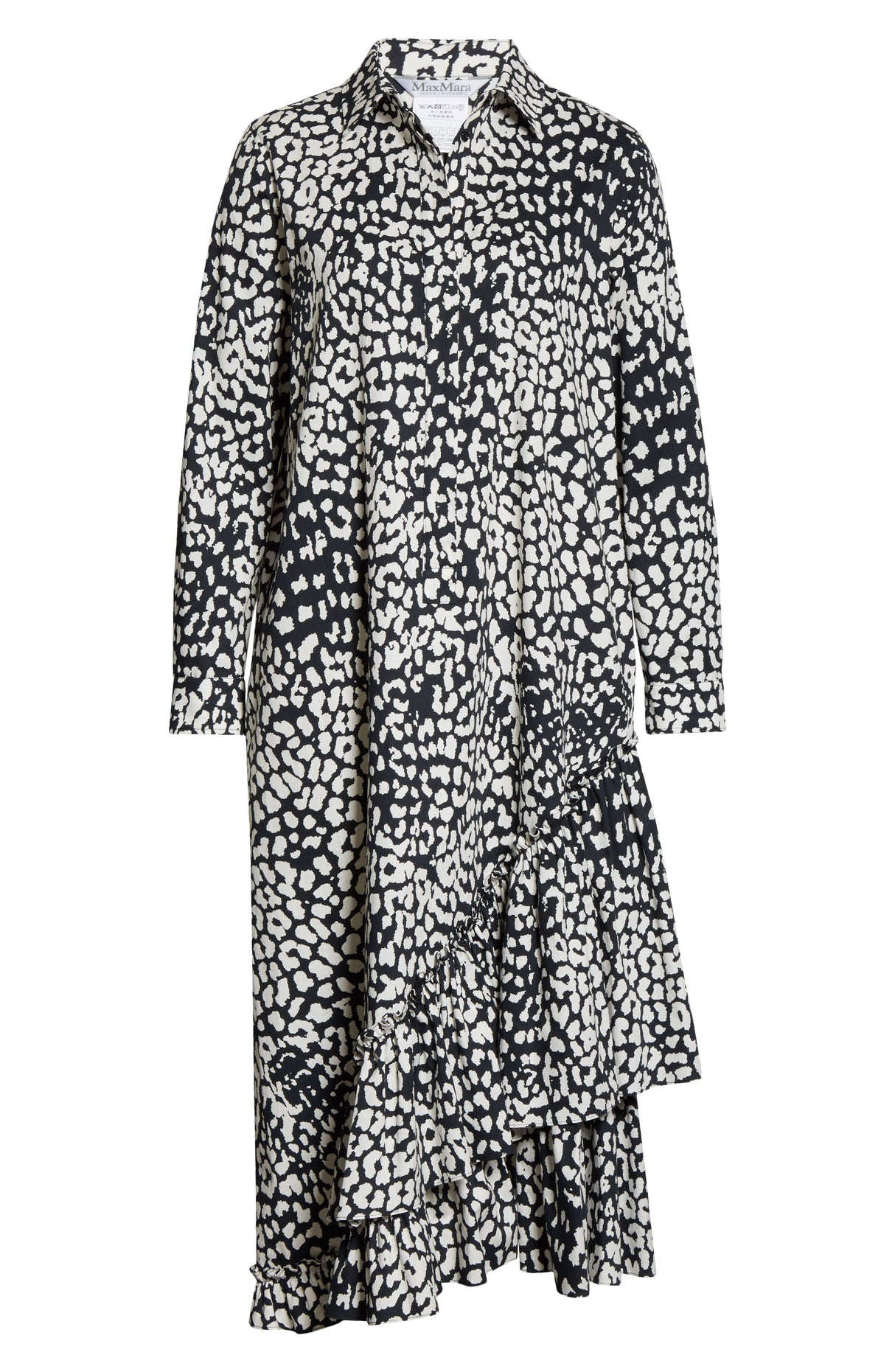 Women's Max Mara Lipari Leopard Print Long Sleeve Cotton Midi Shirtdress