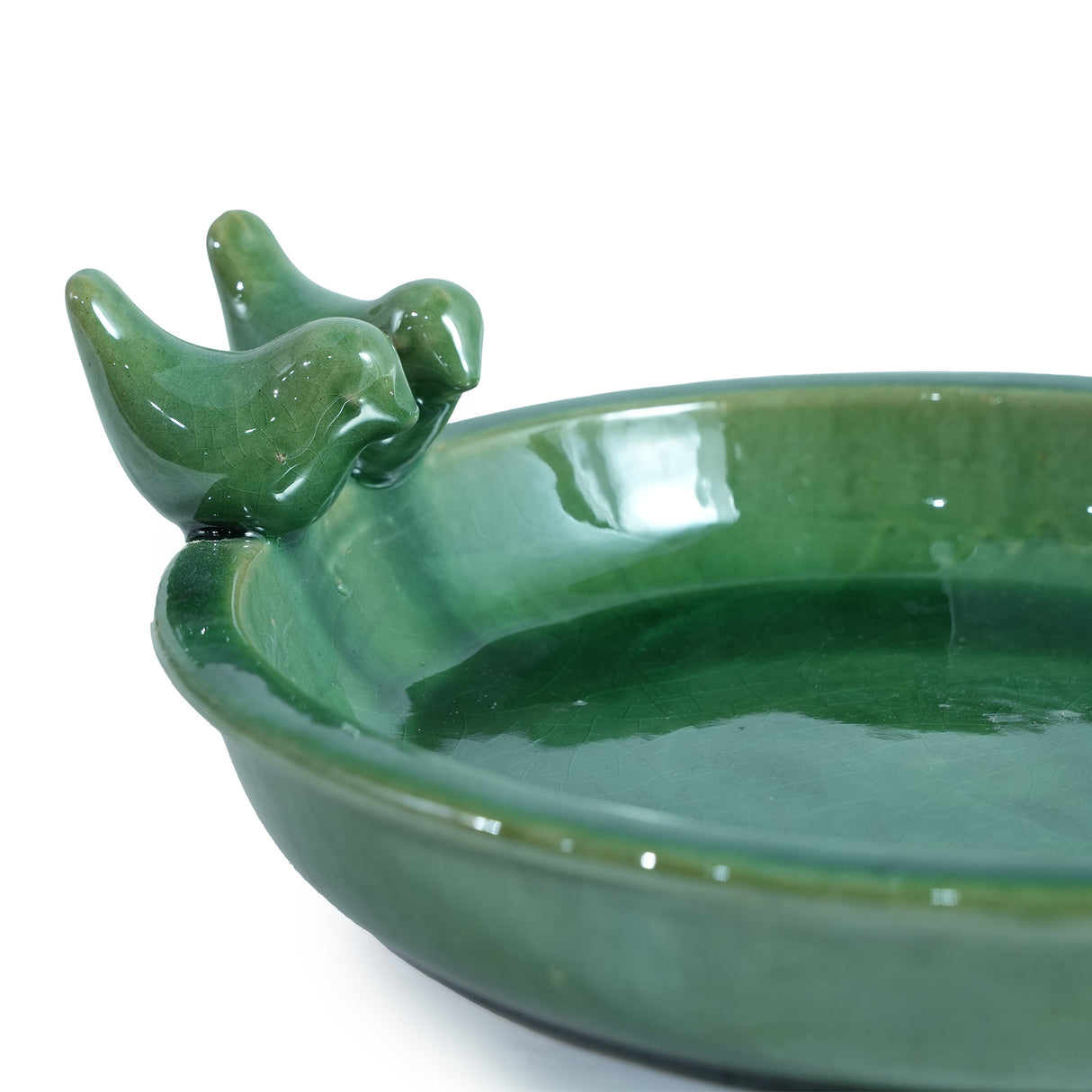 Handmade Ceramic Bird Bath, 11.8 Inch Olive