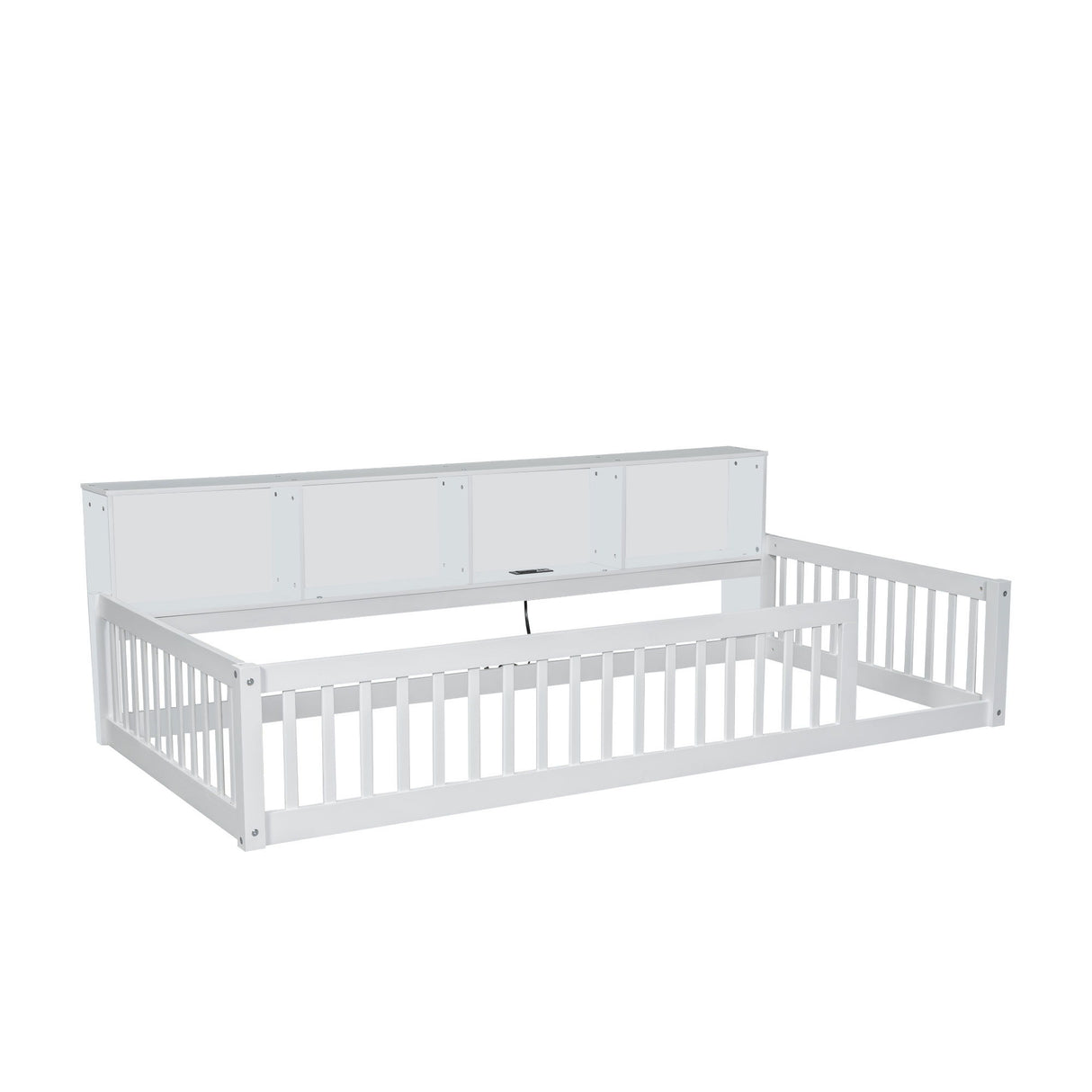 Floor Bed With Storage Cabinets And USB Ports