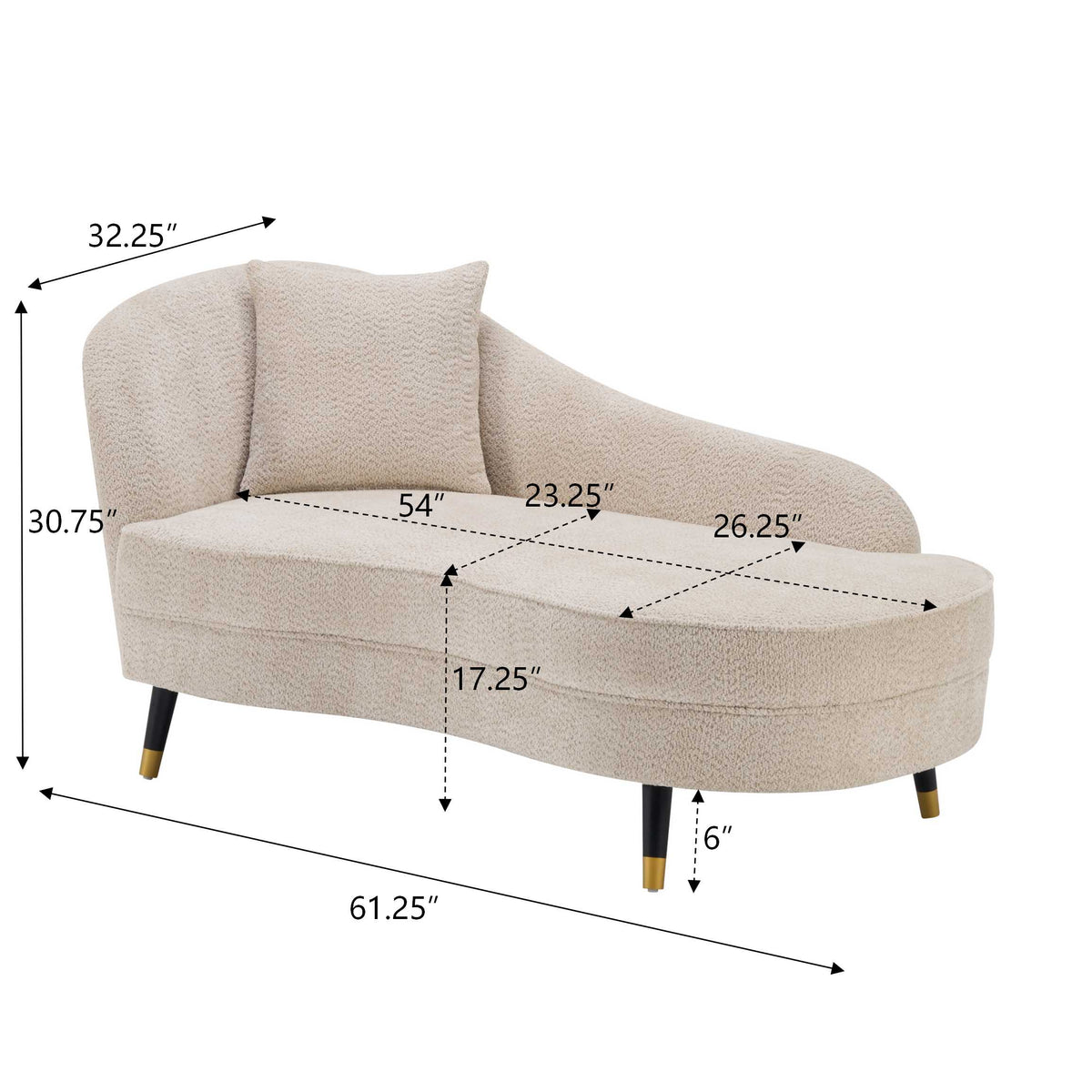 BellaLuxe Boucle Curved Chaise Lounge