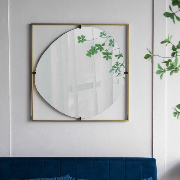 Poppy Mirror With Metal Frame Contemporary Design For Bathroom, Entryway Wall Decor