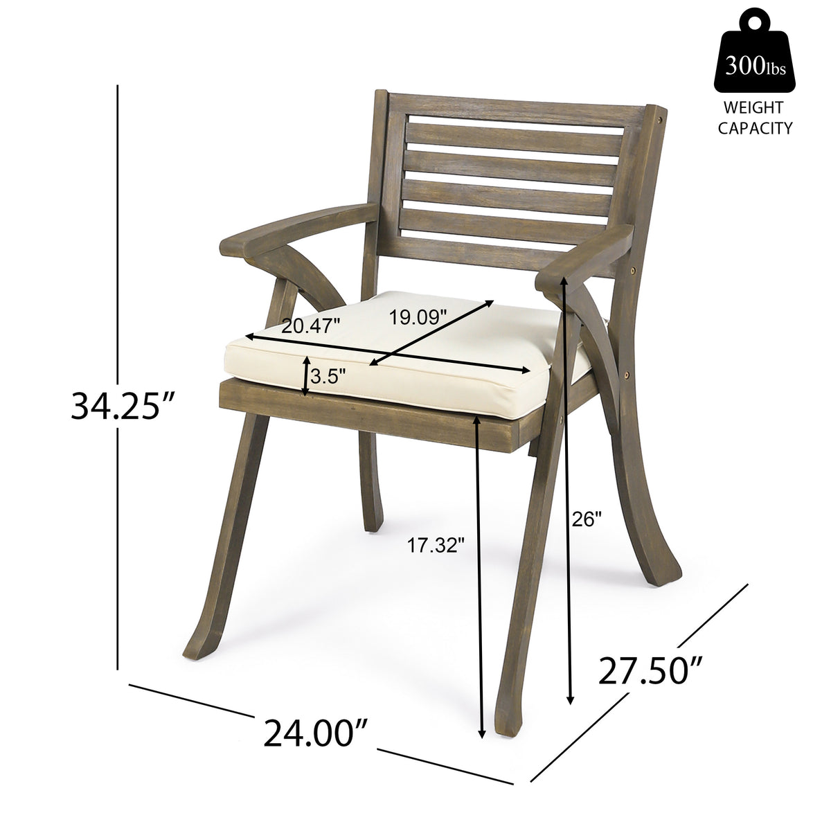 Helen Outdoor Acacia Wood Dining Chair