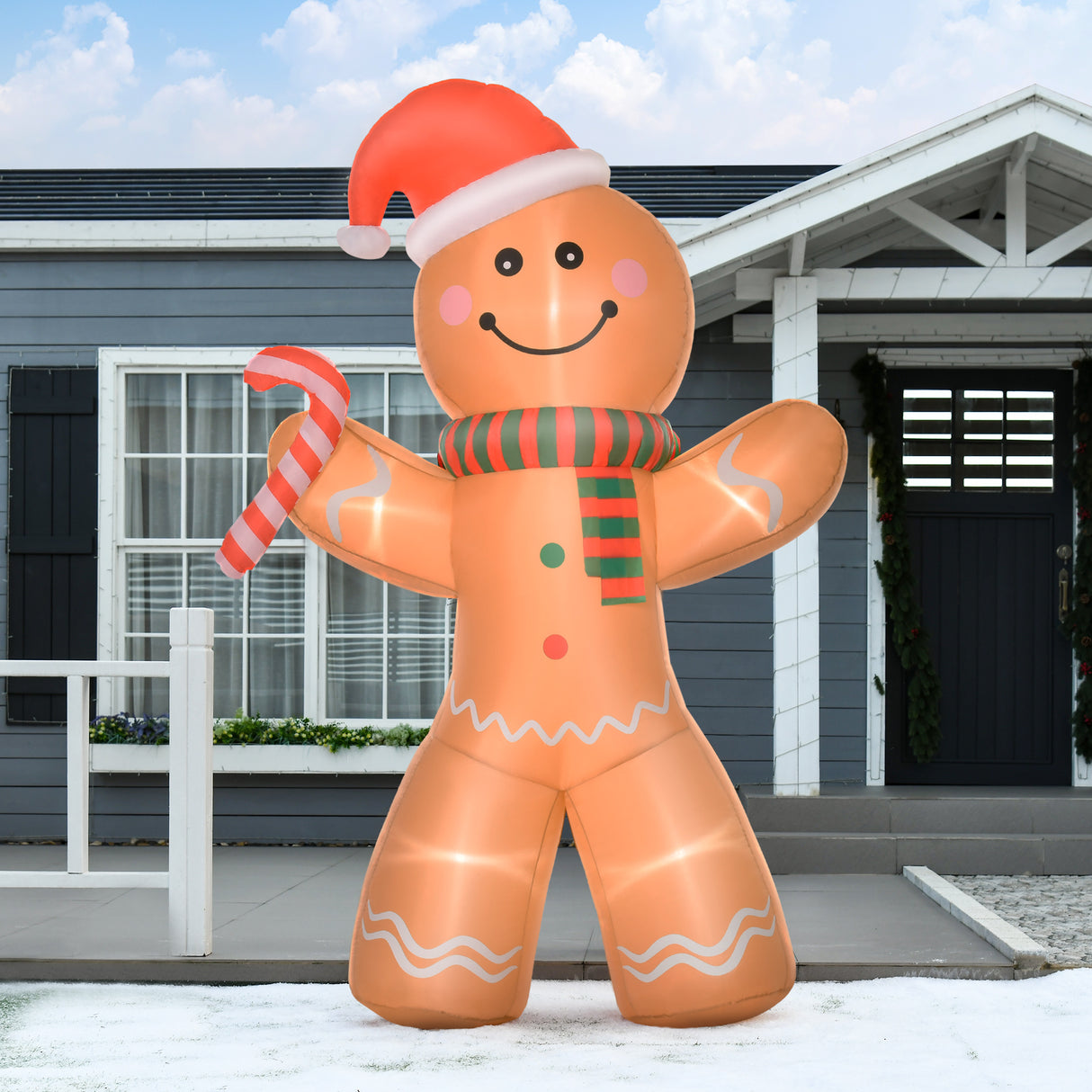 HOMCOM 8ft Christmas Inflatable Gingerbread Man Decoration