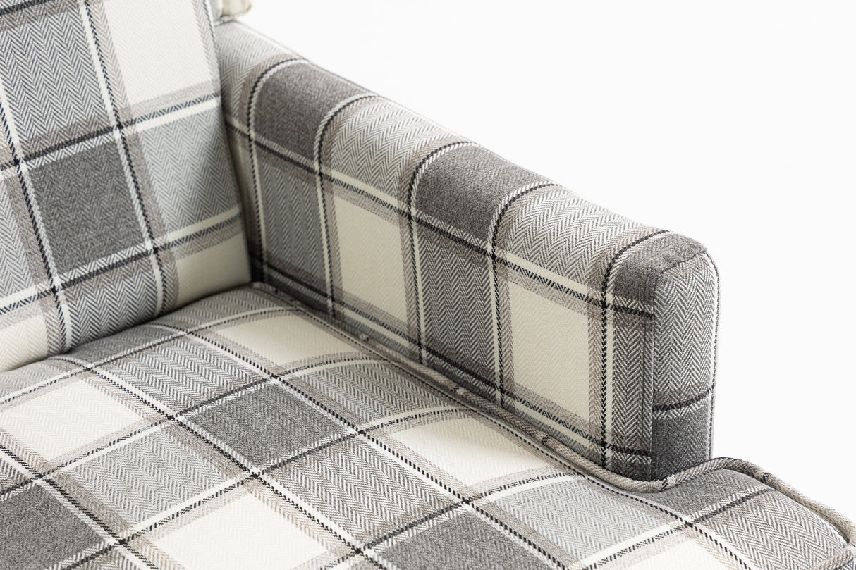 Upholstered Accent Chair, Vintage Armchair with Solid Wood Legs