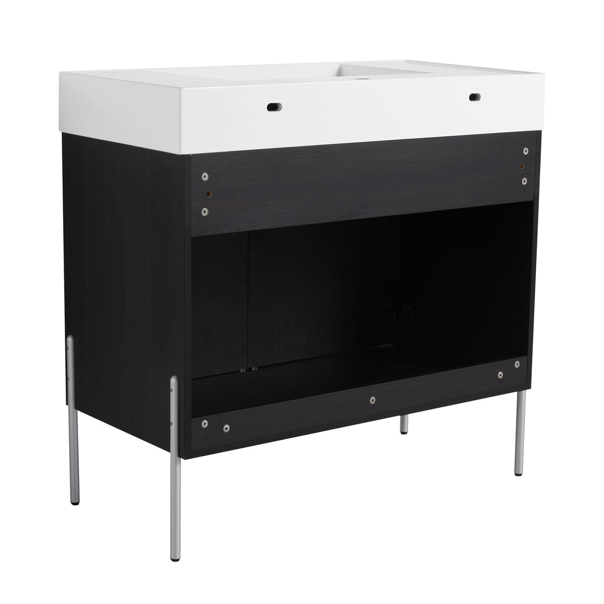 Freestanding Bathroom Vanity With Resin Sink And Storage Cabinet
