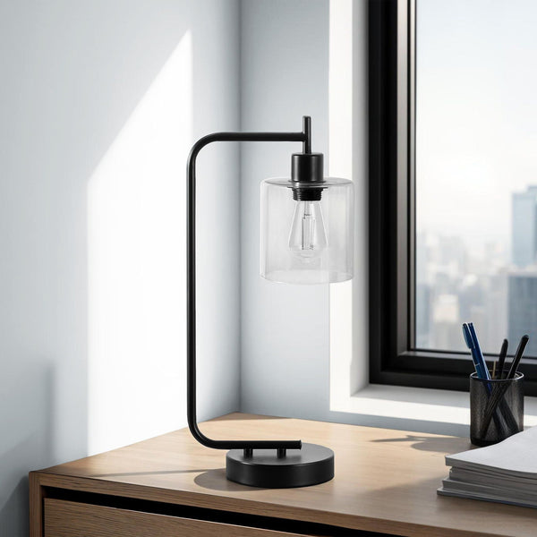 Lighting, Table Lamp, USB Port Included, Glass Shade, Modern - Black - Best Buy Furniture