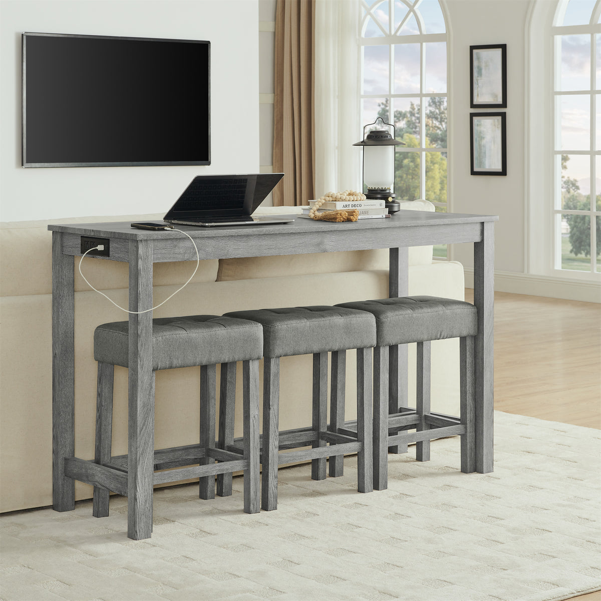 59 Inch Bar Table and Chair Set