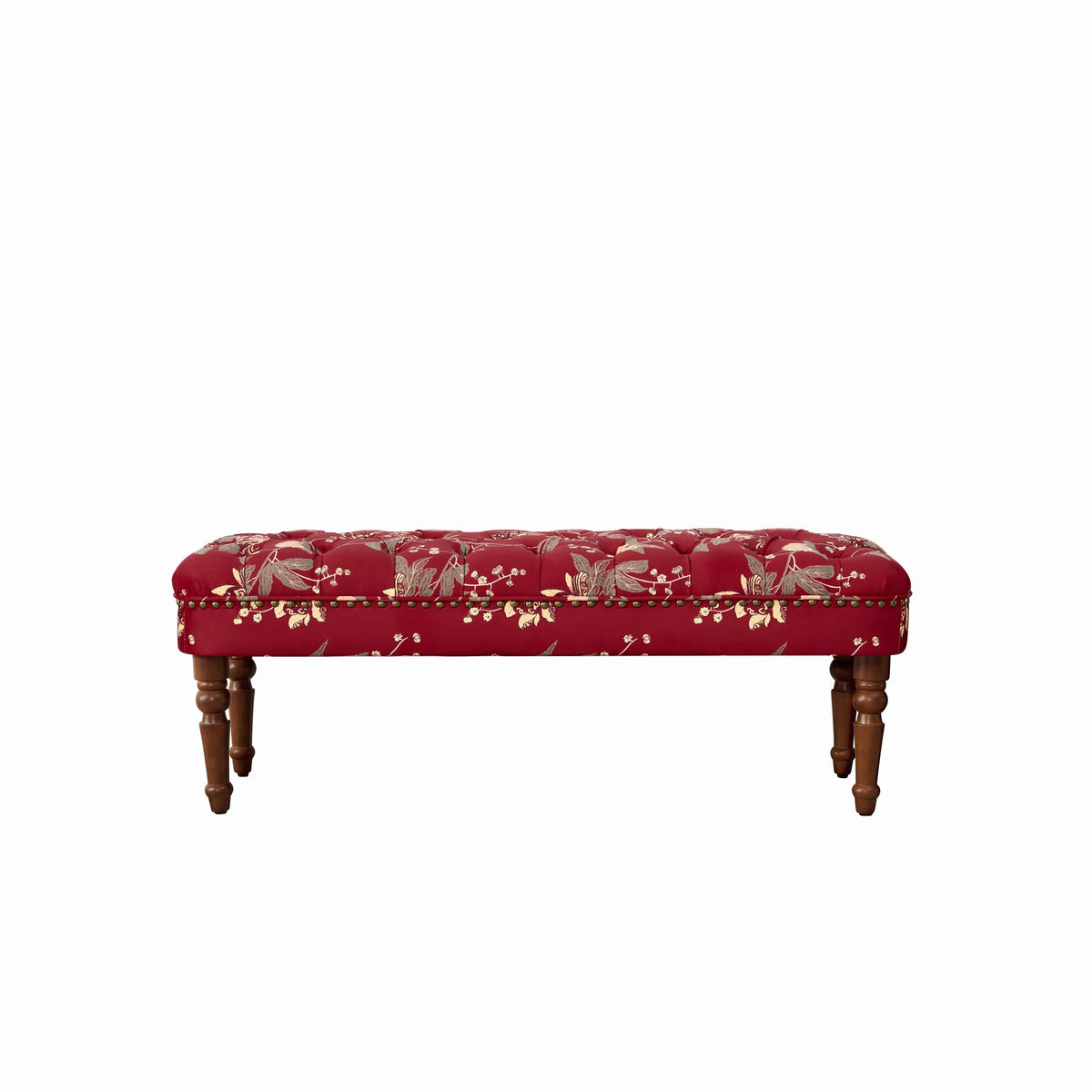 European Style Tufted Floral Bench