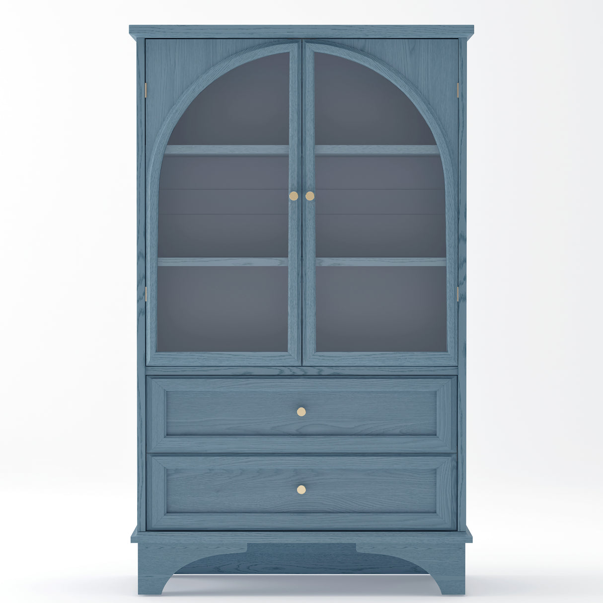 52.17"H Glass Door Display Case Storage Cabinet with 2 Drawers and Adjustable Shelf
