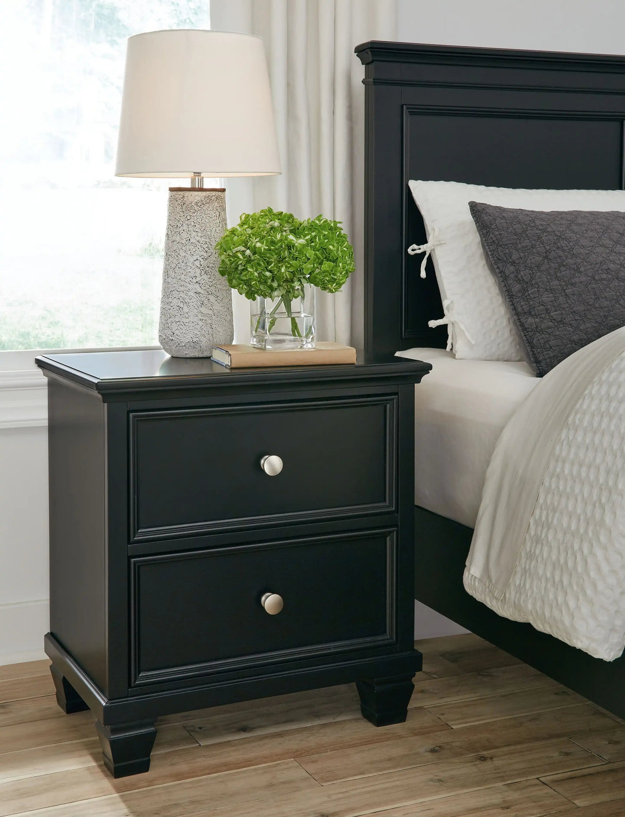 Lanolee - Two Drawer Nightstand - Black - Best Buy Furniture