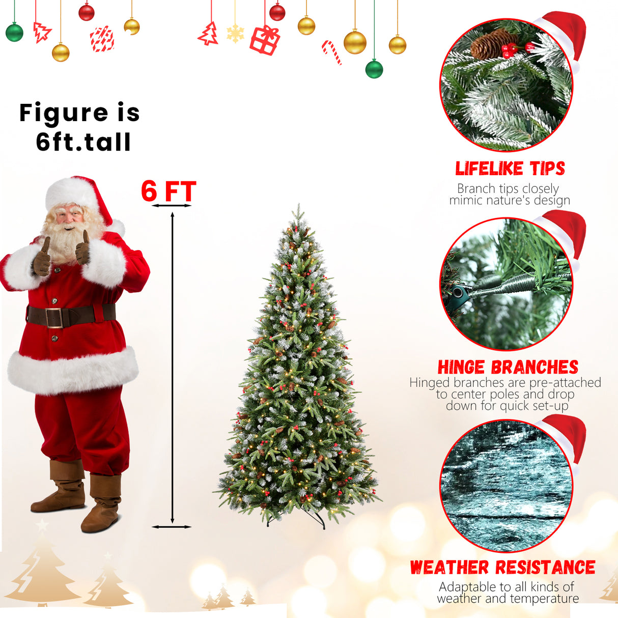8FT Christmas Tree with 600 Warm Lights