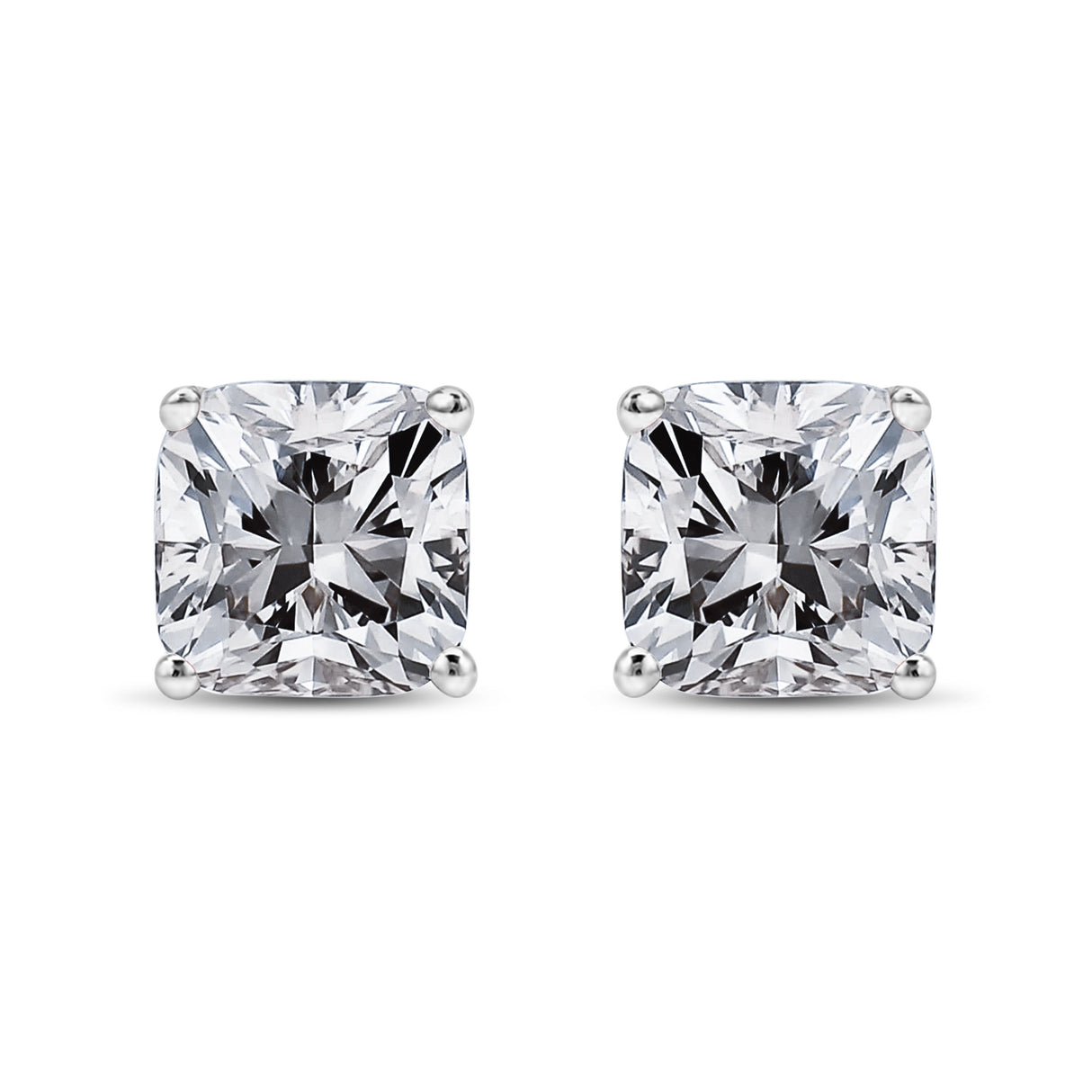 14K White Gold 1 1/2 Cttw Clarity Enhanced Princess Cut Diamond Solitaire Stud Earrings (I-J Color, I1-I2 Clarity)